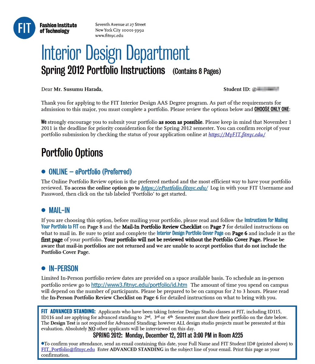 S Interior Design Portfolio Instructions OL MI IP 2012 pdf